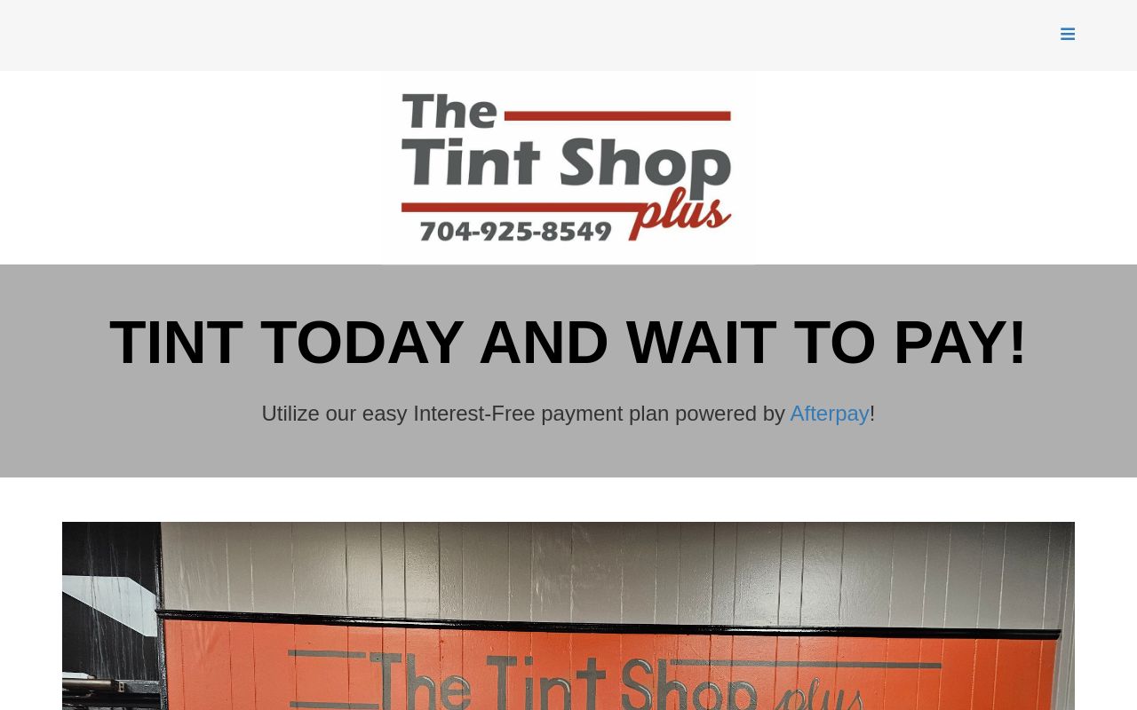 Homepage of The Tint Shop Plus's website