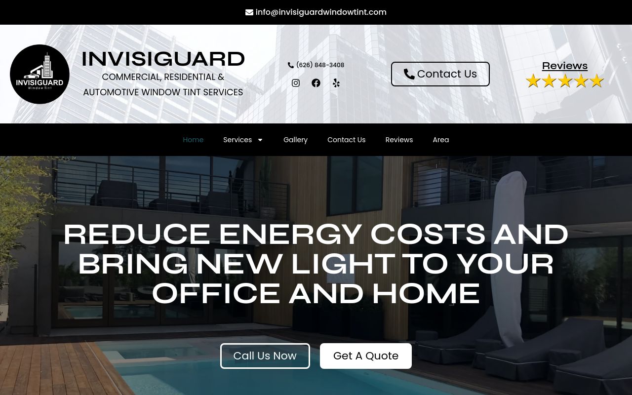 Homepage of Invisiguard Mobile Window Tinting's website