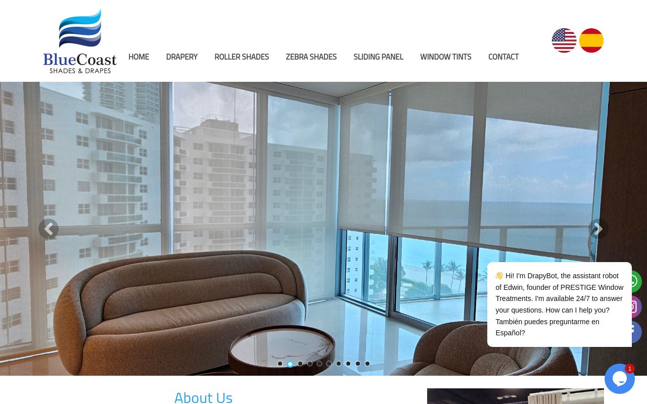 Homepage of BLUE COAST Shades & Drapes's website
