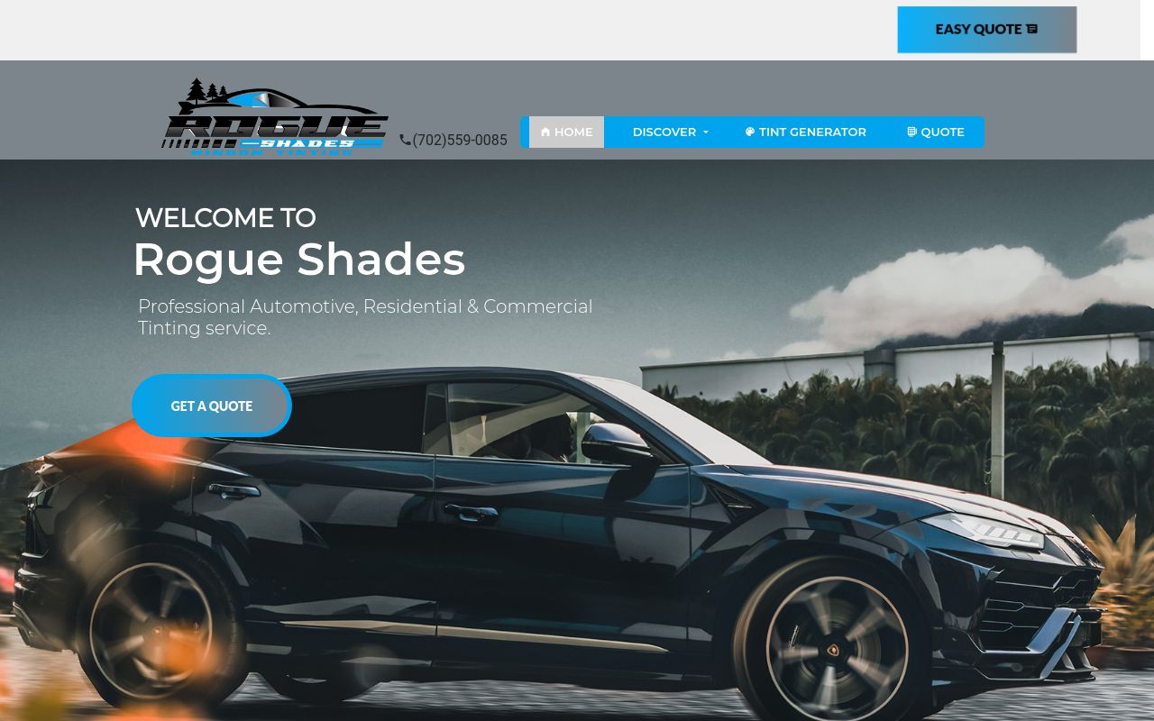 Homepage of Rogue Shades's website