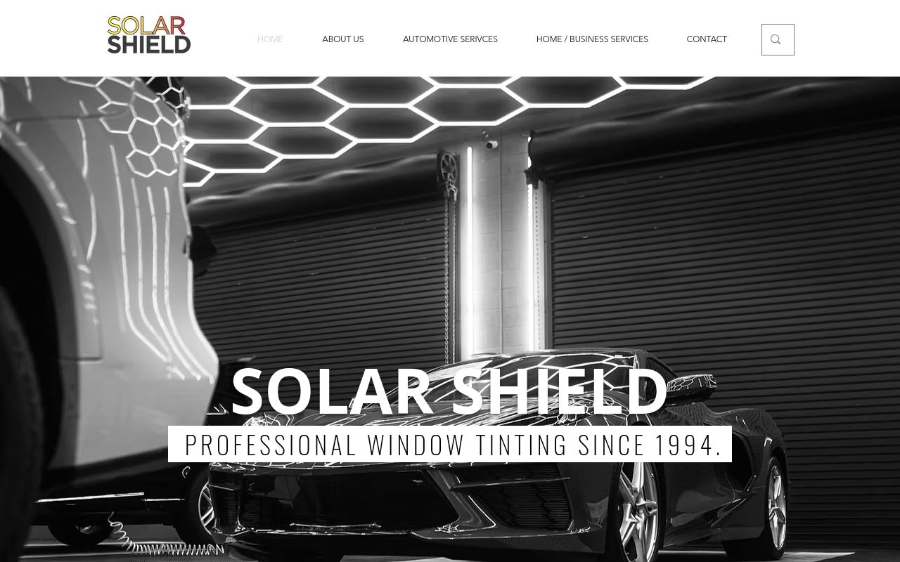 Homepage of Solar Shield's website