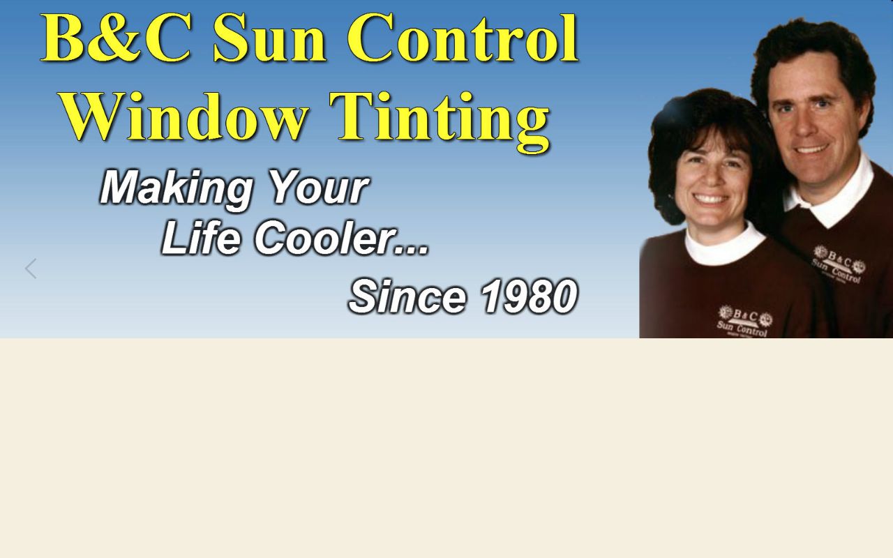 Homepage of B&C Sun Control's website