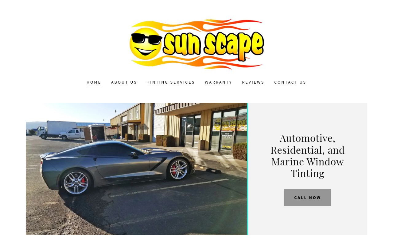 Homepage of Sun Scape Window Tinting's website