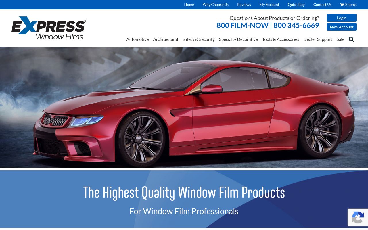 Homepage of Express Window Films's website