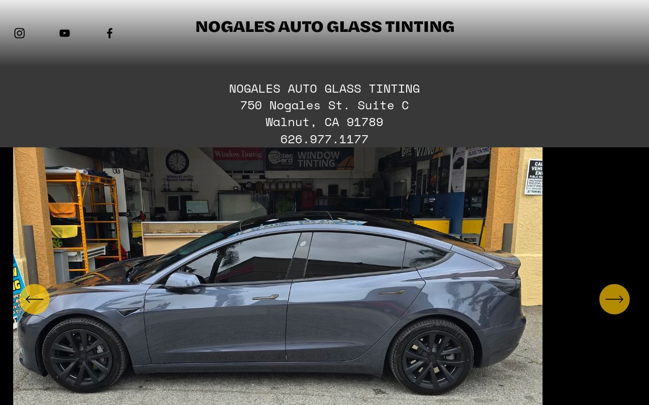 Homepage of Nogales Auto Glass Tinting's website
