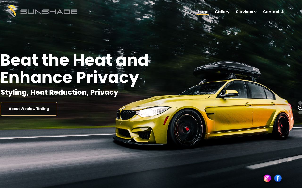 Homepage of SunShade Window Tinting's website