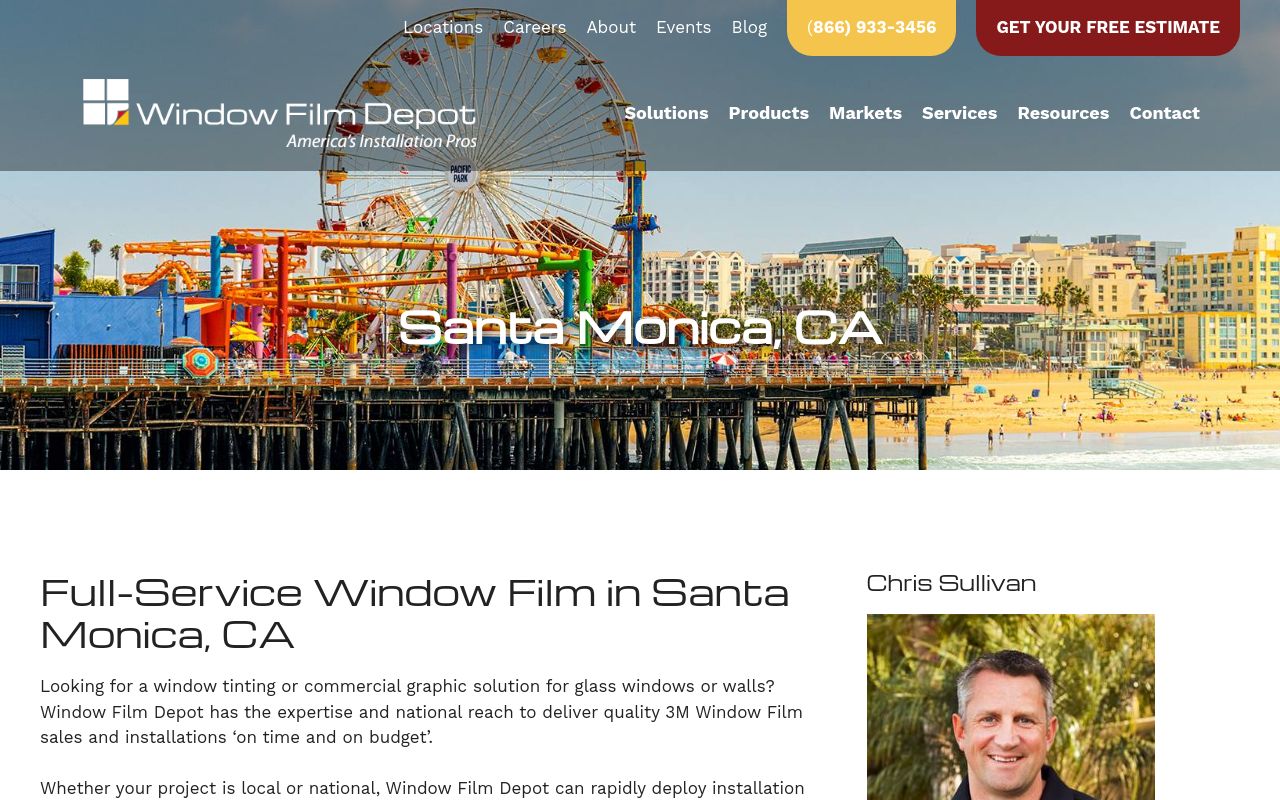 Homepage of Window Film Depot - Home & Commercial Window Tint's website