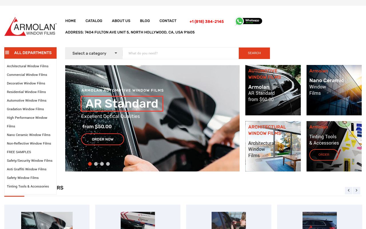 Homepage of Armolan Window Films's website