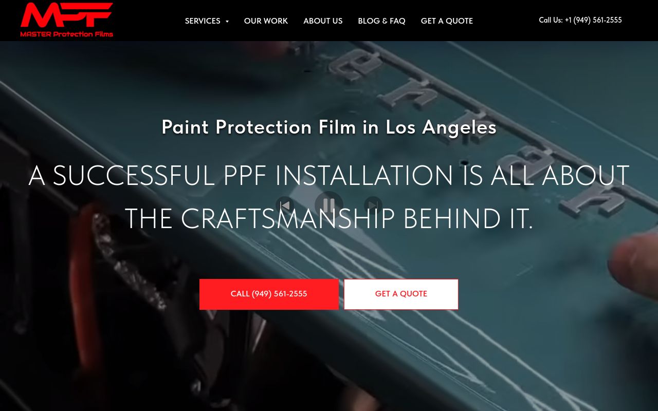 Homepage of Master Protection Films - MPF. Xpel PPF - Paint Protection Film and Window tinting's website