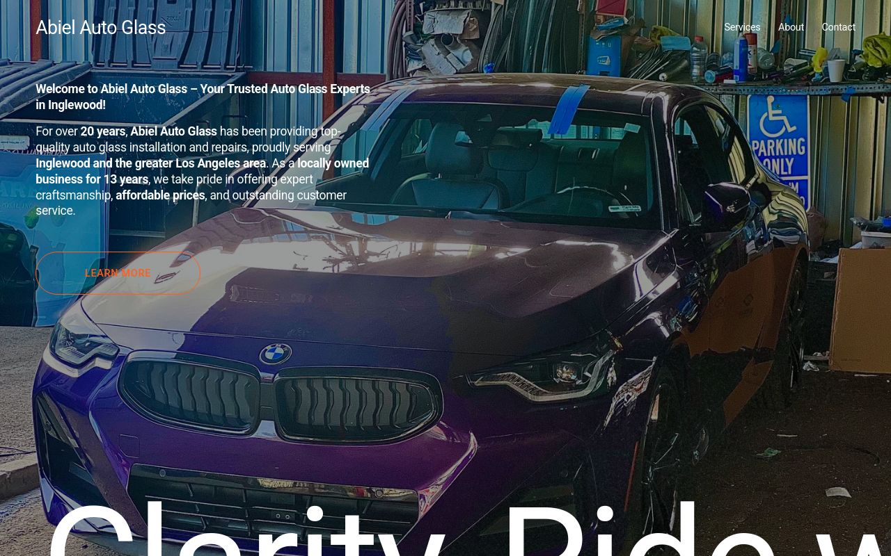 Homepage of Abiel Auto Glass and Accessories's website