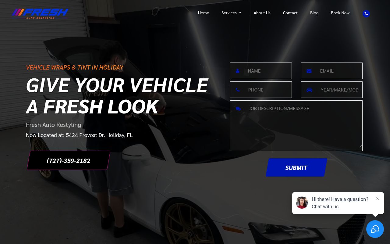 Homepage of Fresh Auto Restyling's website