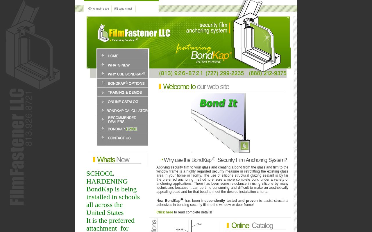 Homepage of FilmFastener LLC's website