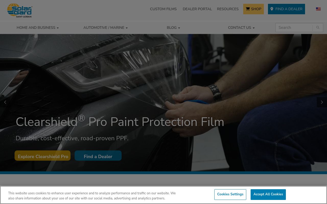 Homepage of Solar Gard Largo Service Center's website
