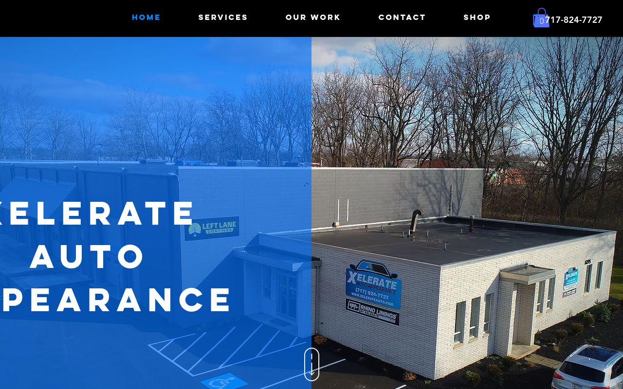 Homepage of Xelerate Auto Appearance's website