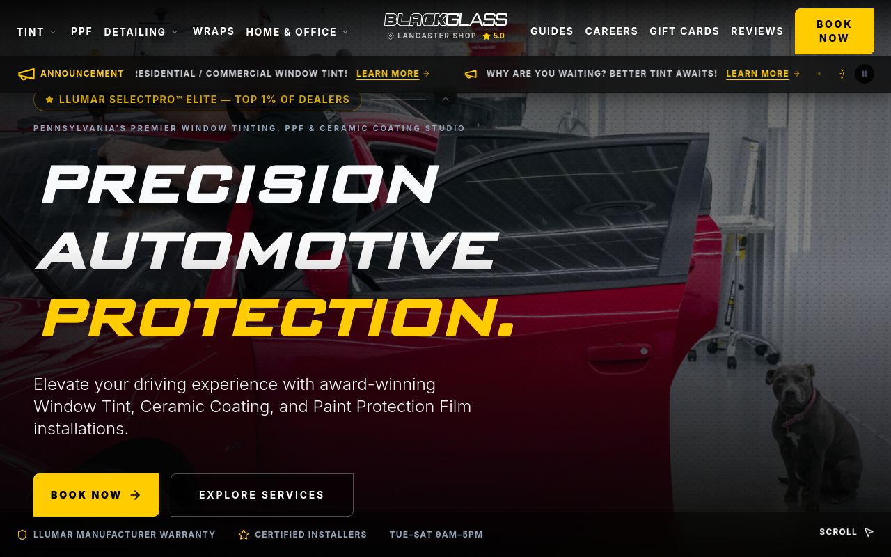 Homepage of BlackGlass's website