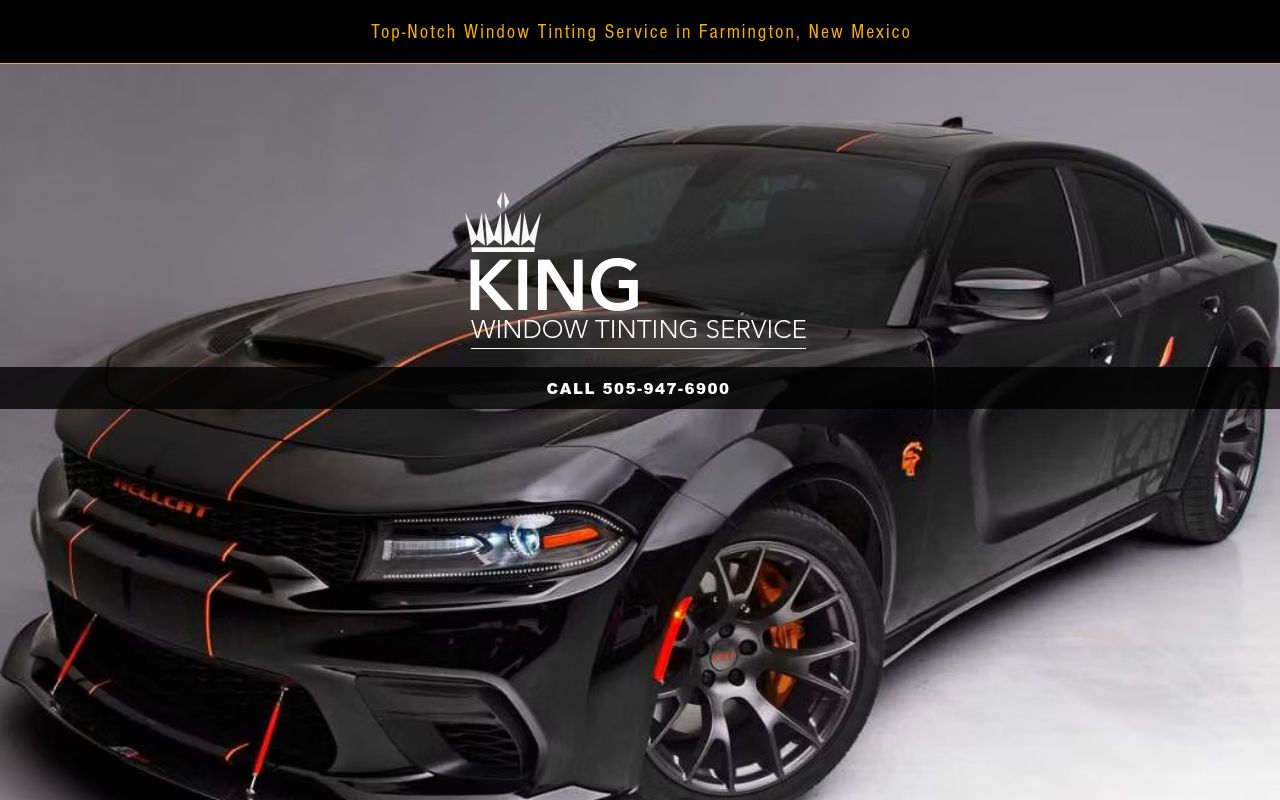 Homepage of King Window Tinting's website