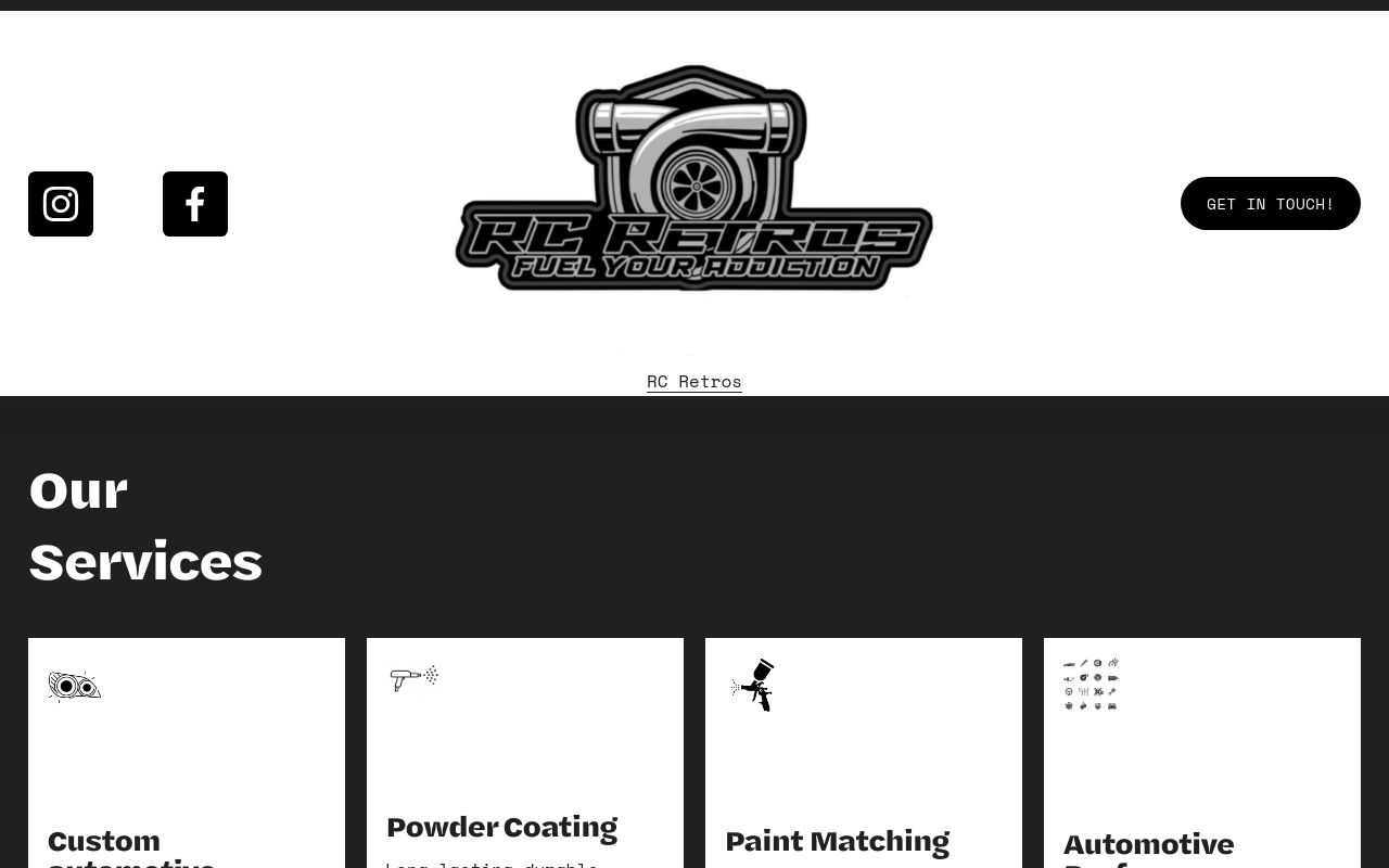 Homepage of RC Retros's website