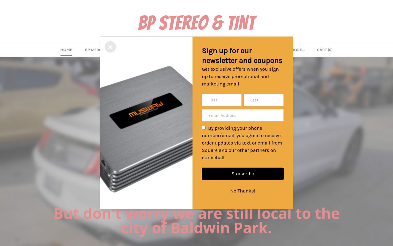 Homepage of BP Stereo and Tint's website