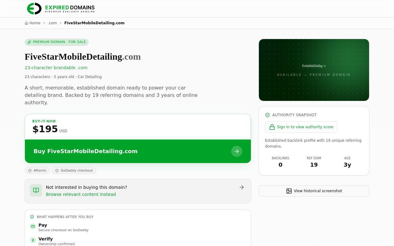 Homepage of Five Star Mobile Detailing's website