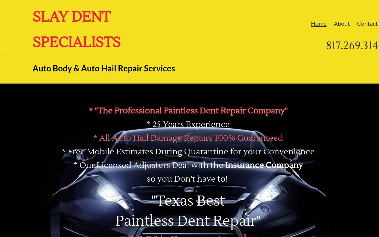 Homepage of Slay Dent Specialists's website