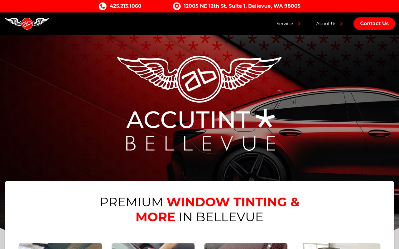 Homepage of Accutint Bellevue's website