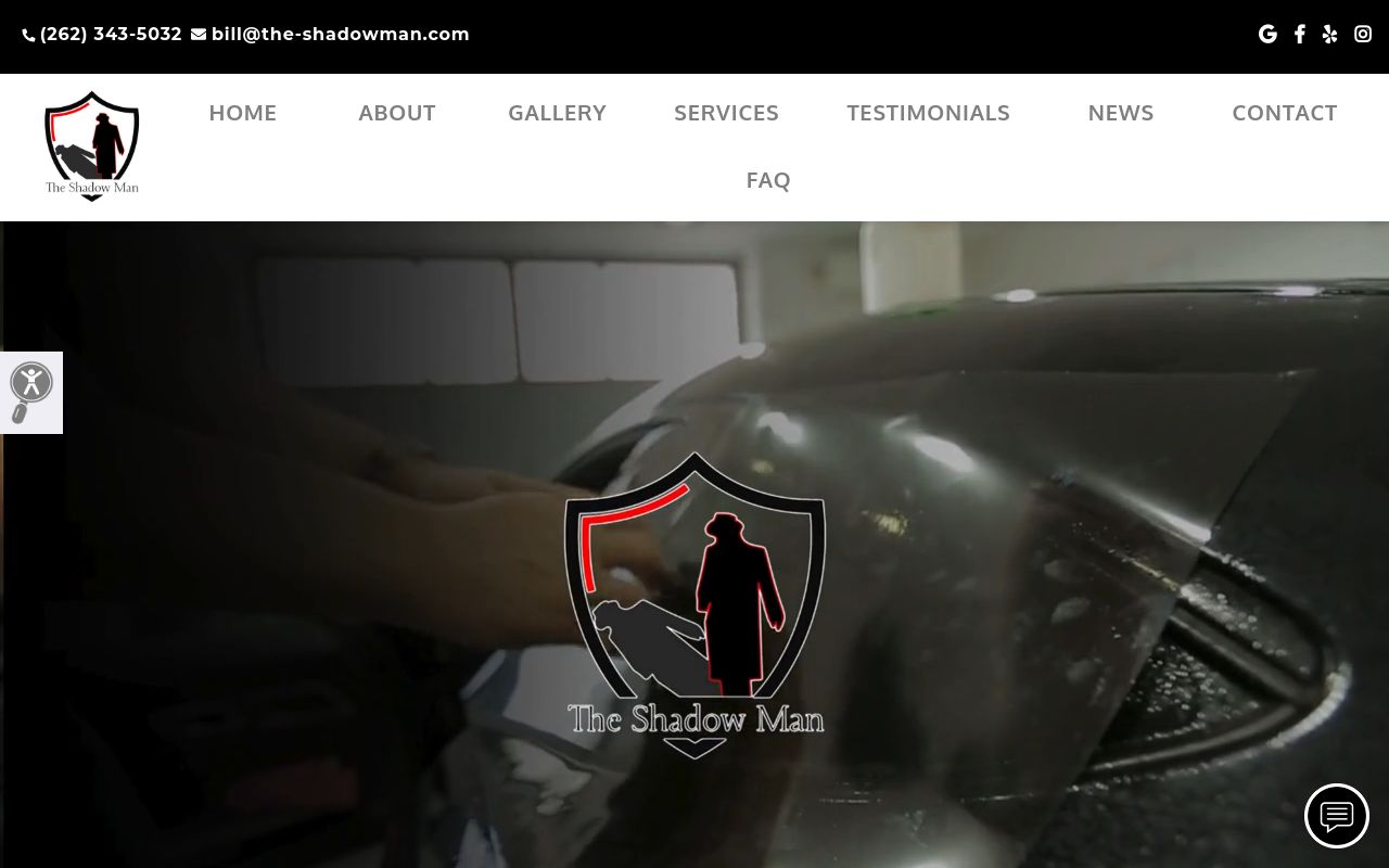 Homepage of The Shadow Man LLC's website