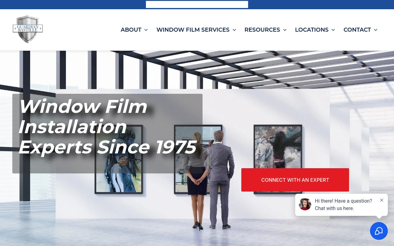 Homepage of Guardian Bastille Window Film Solutions's website