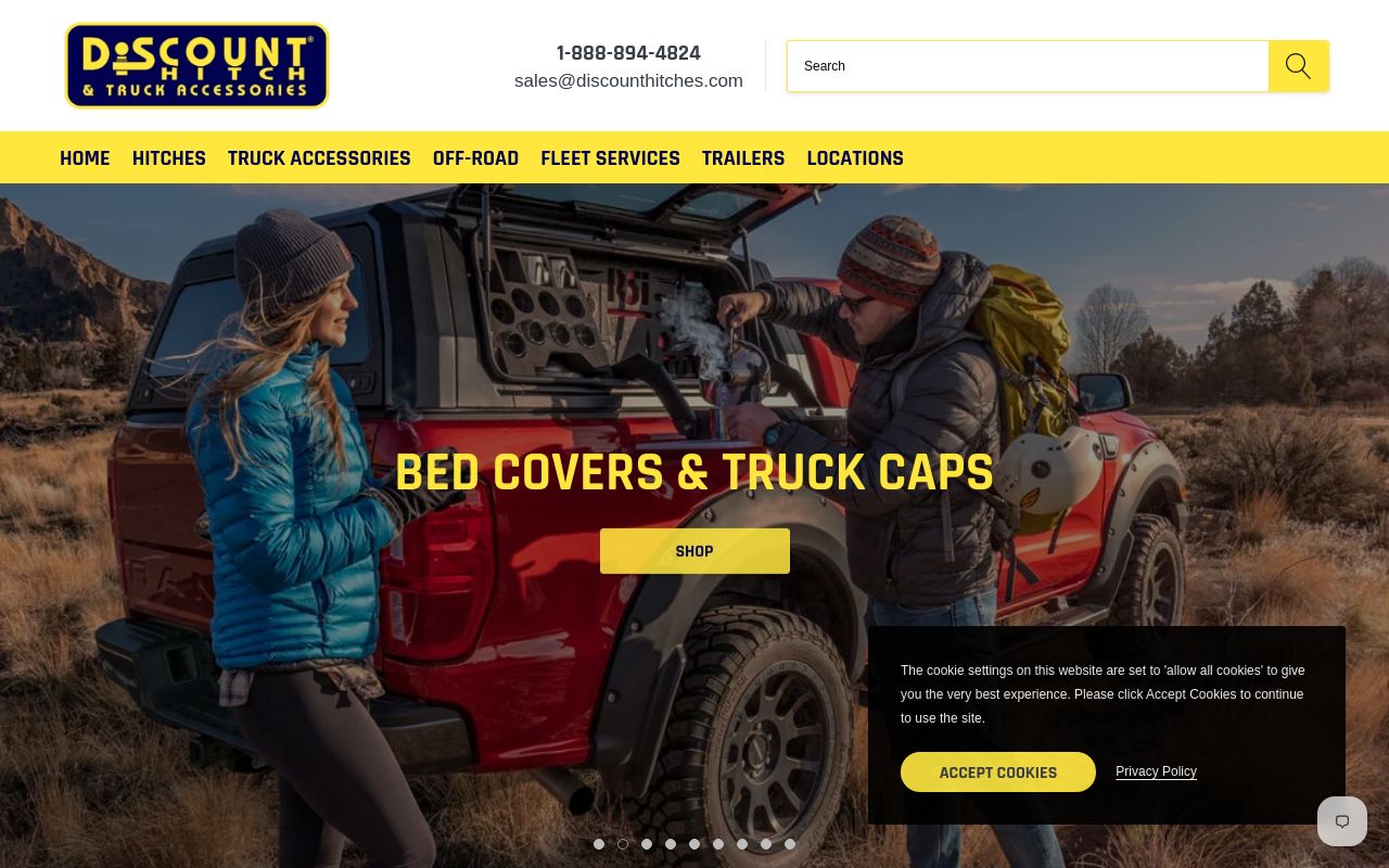 Homepage of Discount Hitch & Truck Accessories's website