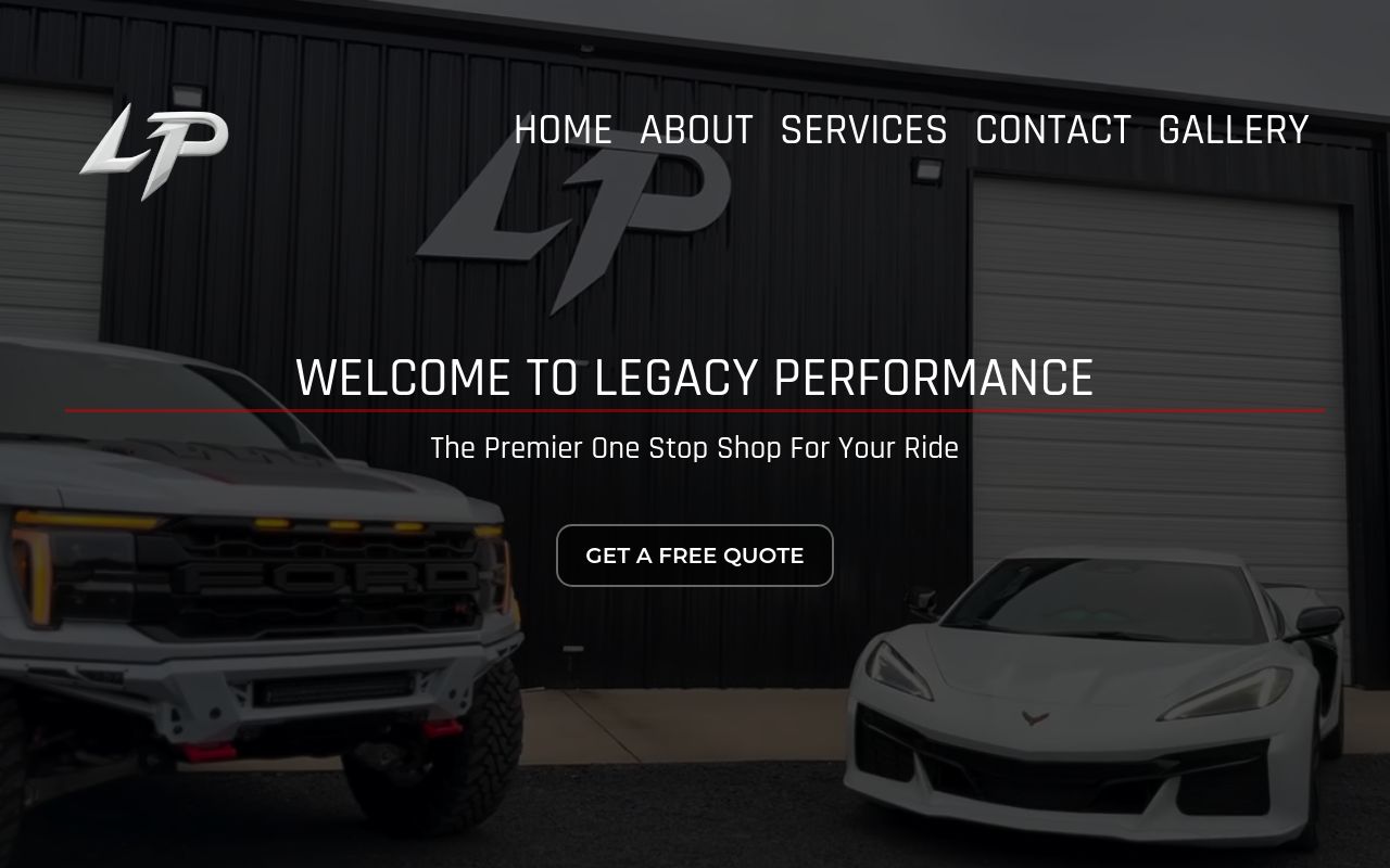 Homepage of Legacy Performance Aledo's website