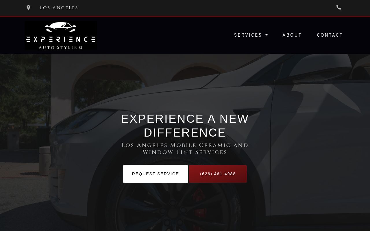 Homepage of Experience auto styling's website