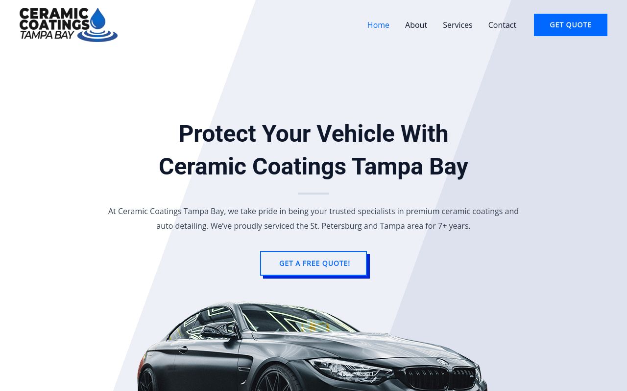 Homepage of Ceramic Coatings Tampa Bay's website