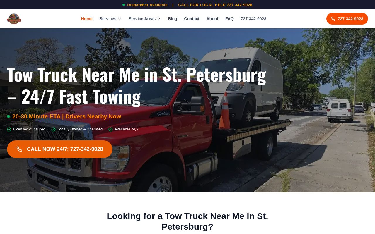Homepage of Right in Time Towing's website