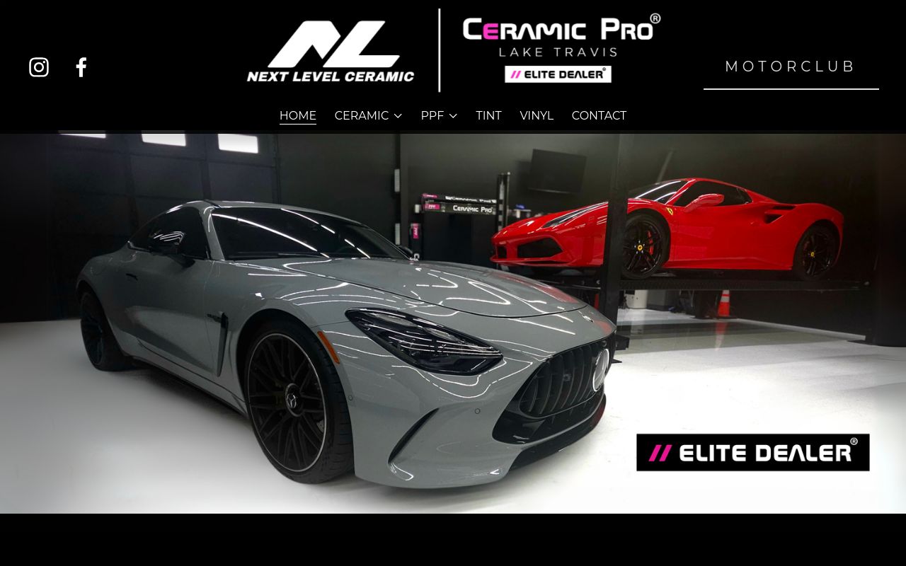 Homepage of Next Level Ceramic's website