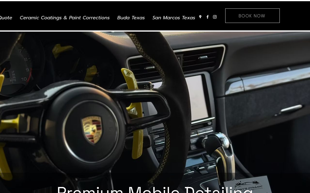 Homepage of Danny’s Dynamic Detailing's website