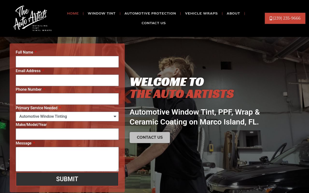 Homepage of The Auto Artists's website