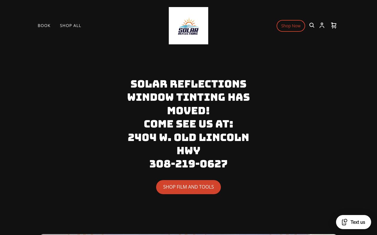 Homepage of Solar Reflections Window Tinting's website