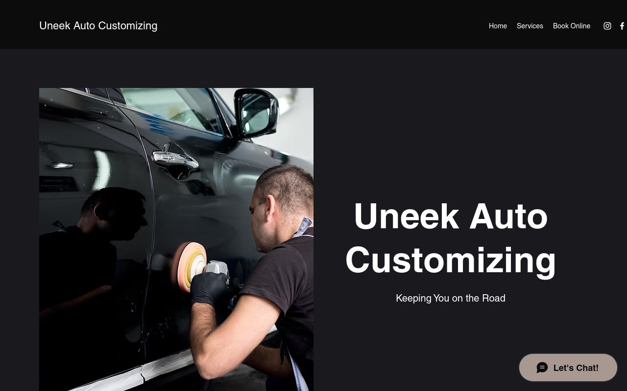Homepage of Uneek Auto Customizing's website