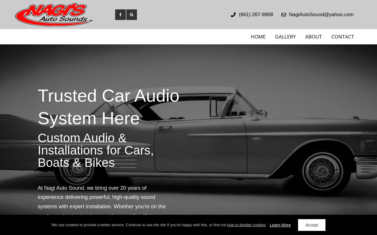 Homepage of Nagi's Auto Sound's website