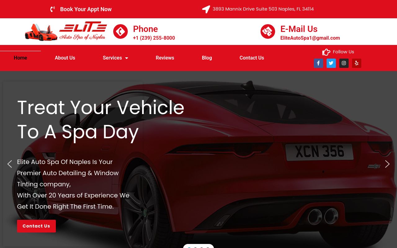Homepage of Elite Auto Spa Of Naples's website