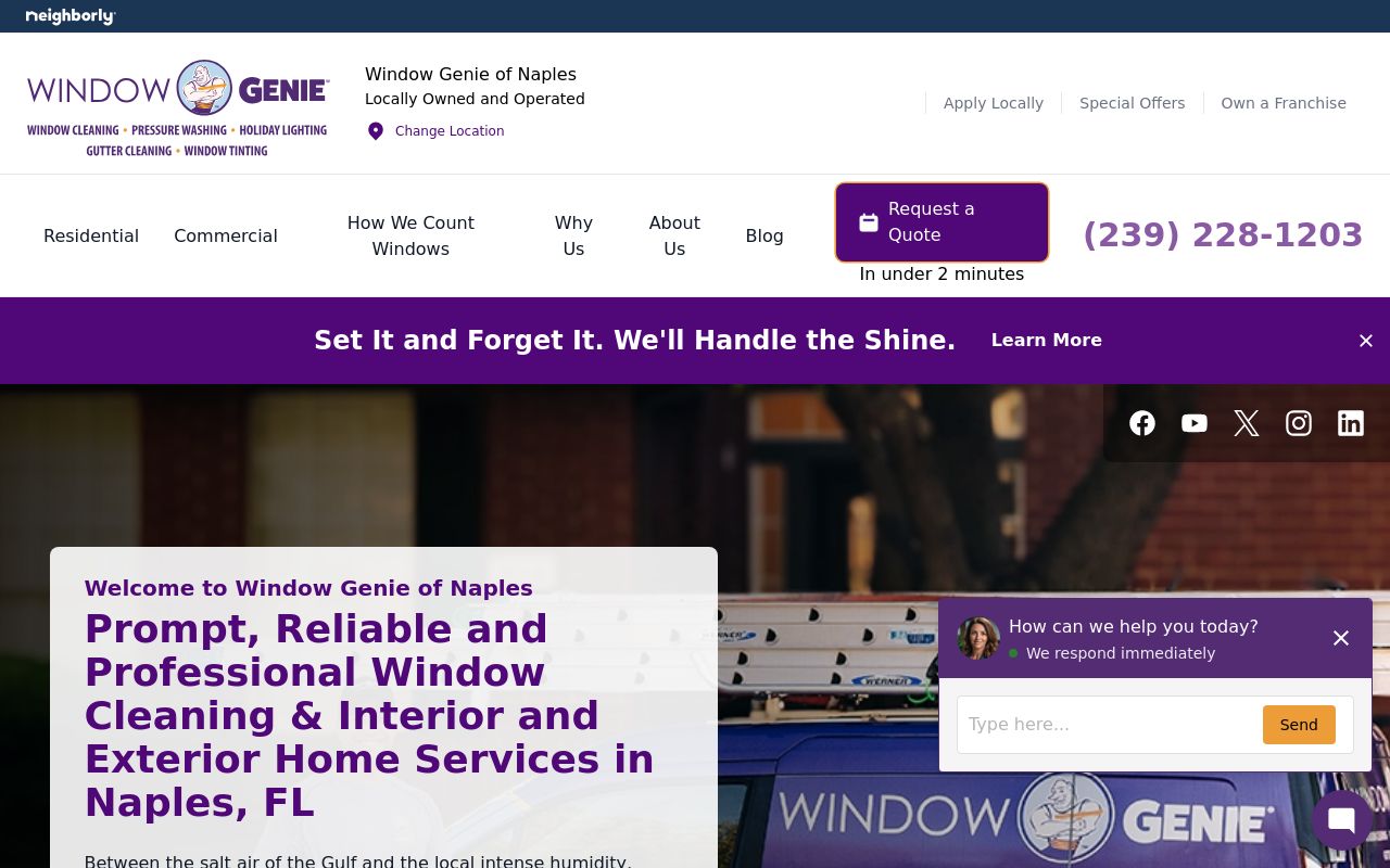 Homepage of Window Genie of Naples's website