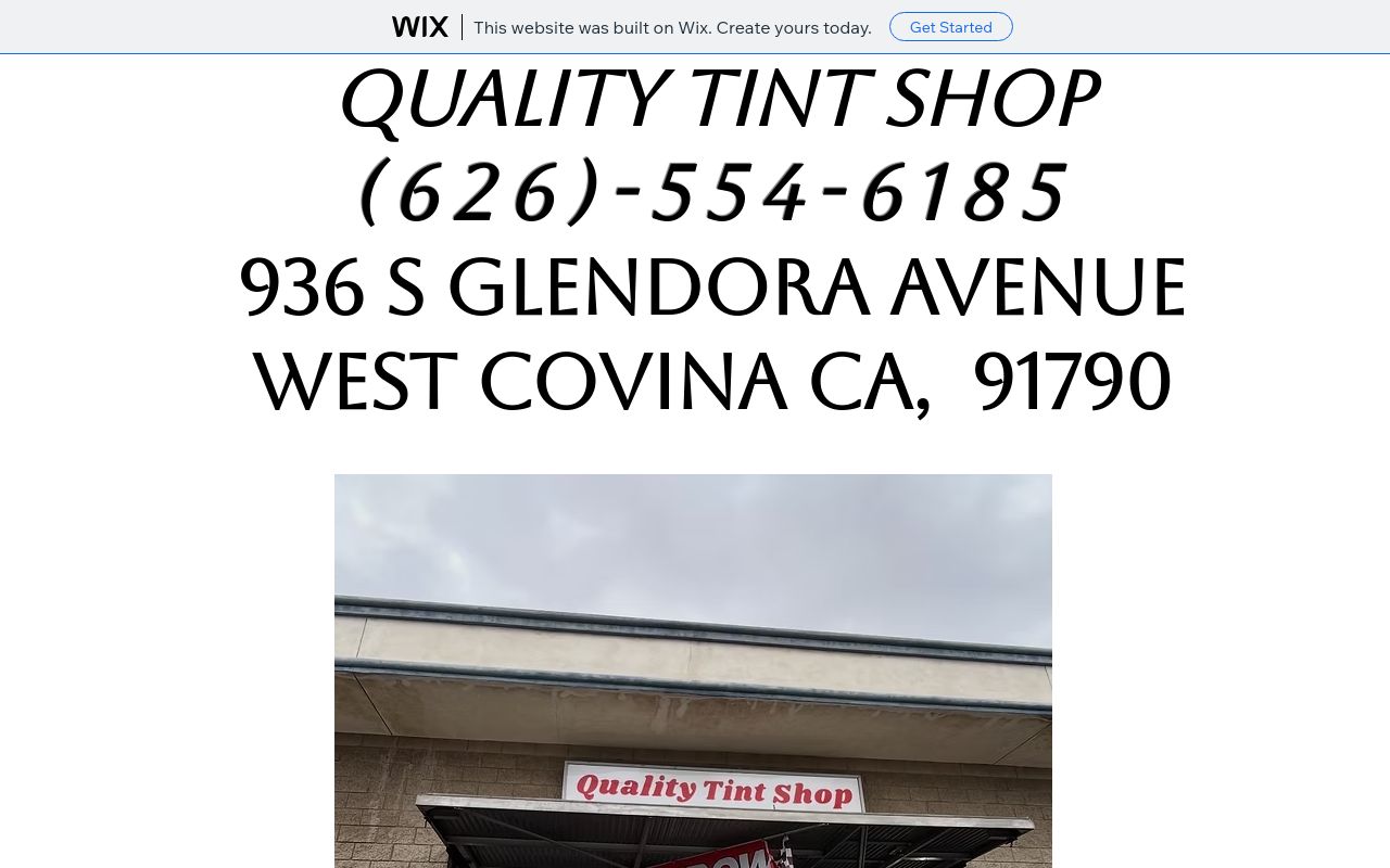 Homepage of Quality Tint Shop's website