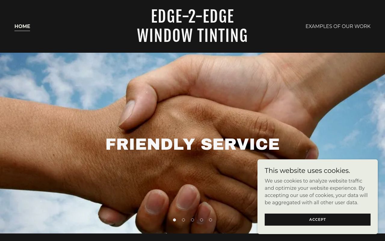 Homepage of Edge-2-Edge Window Tinting's website