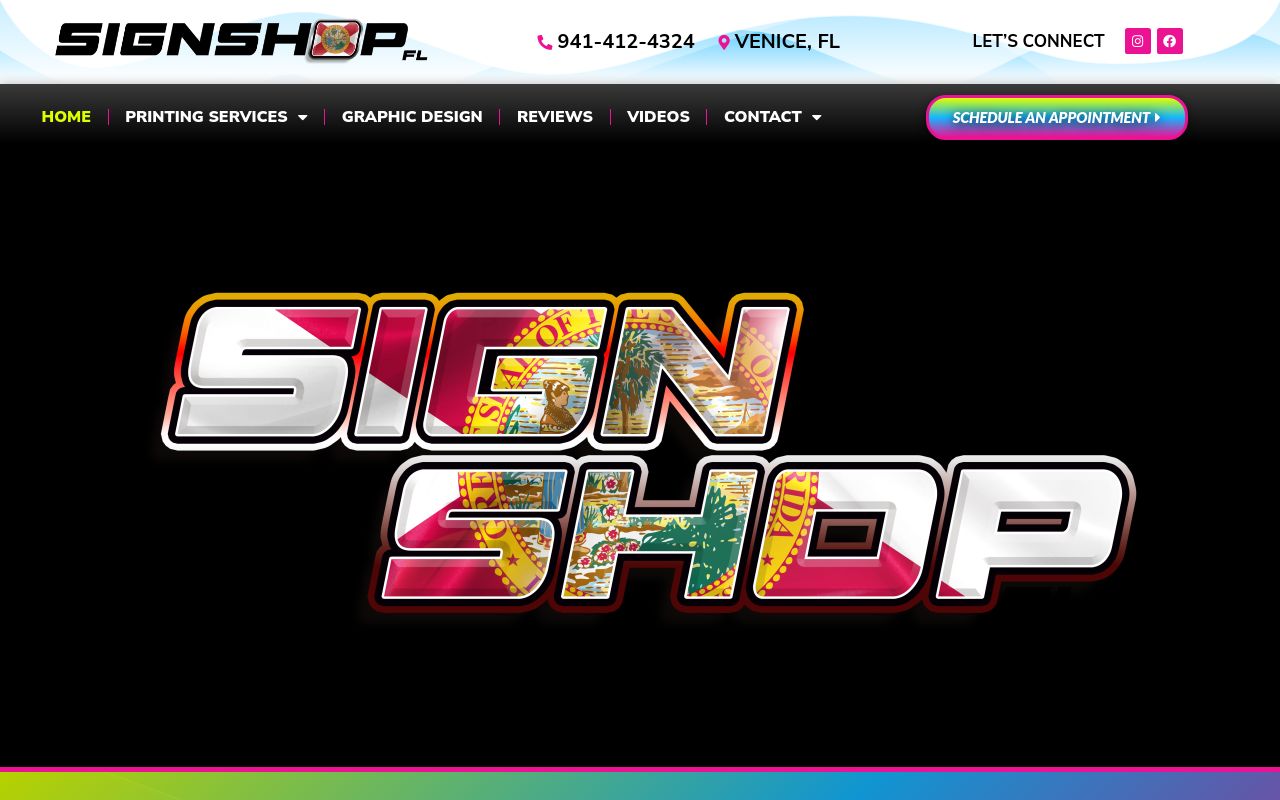 Homepage of Englewood Sign Shop's website