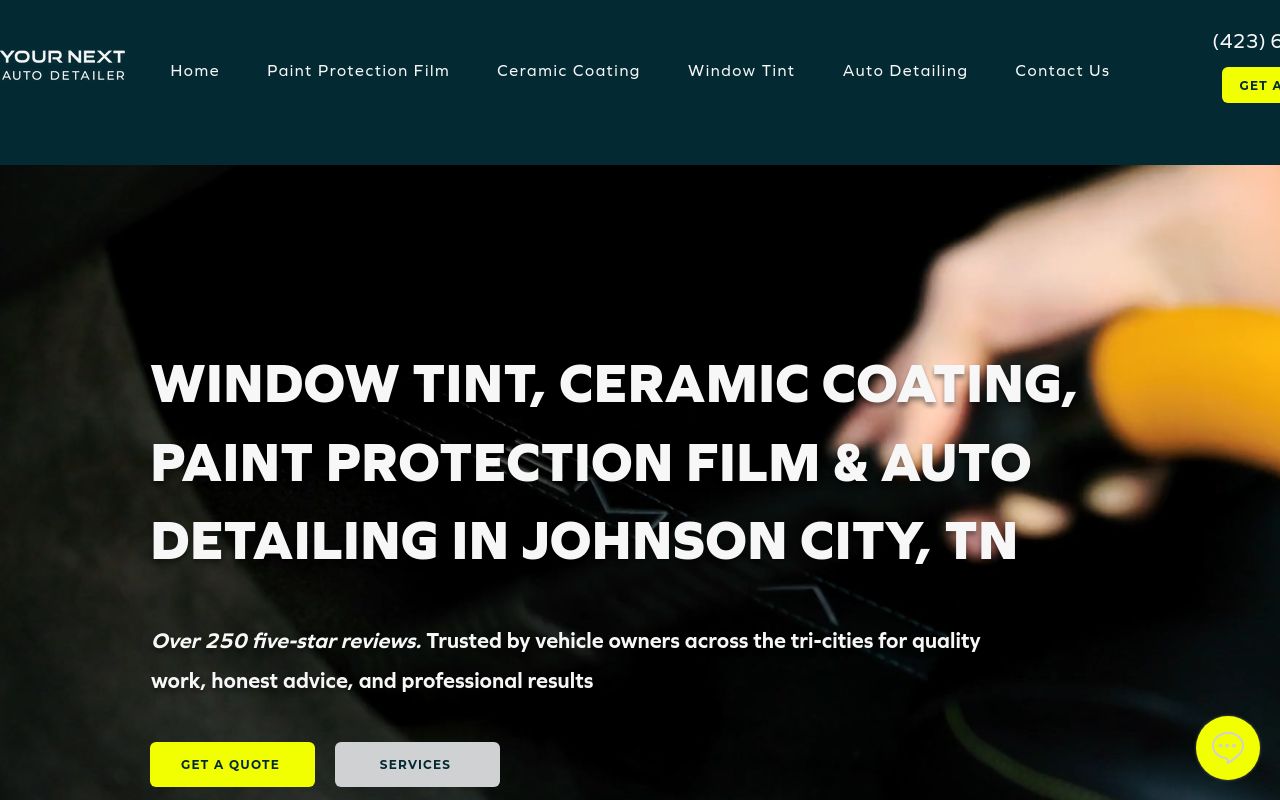 Homepage of YOUR NEXT auto detailer / Window Tinting's website