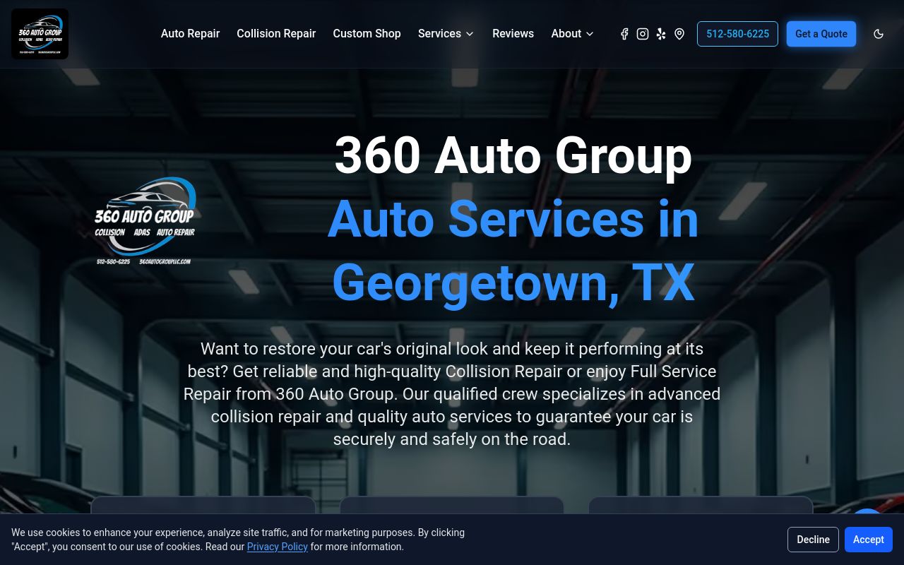 Homepage of 360 Auto Group llc's website