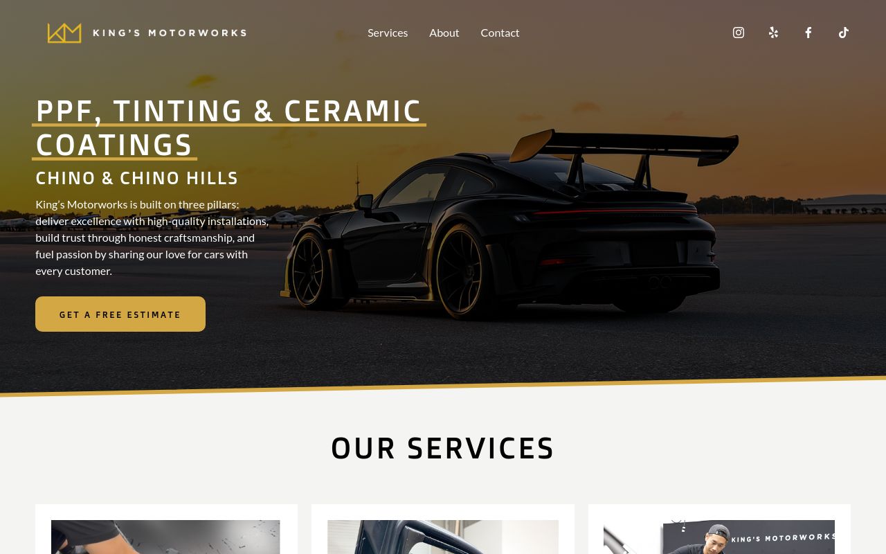 Homepage of King's Motorworks's website