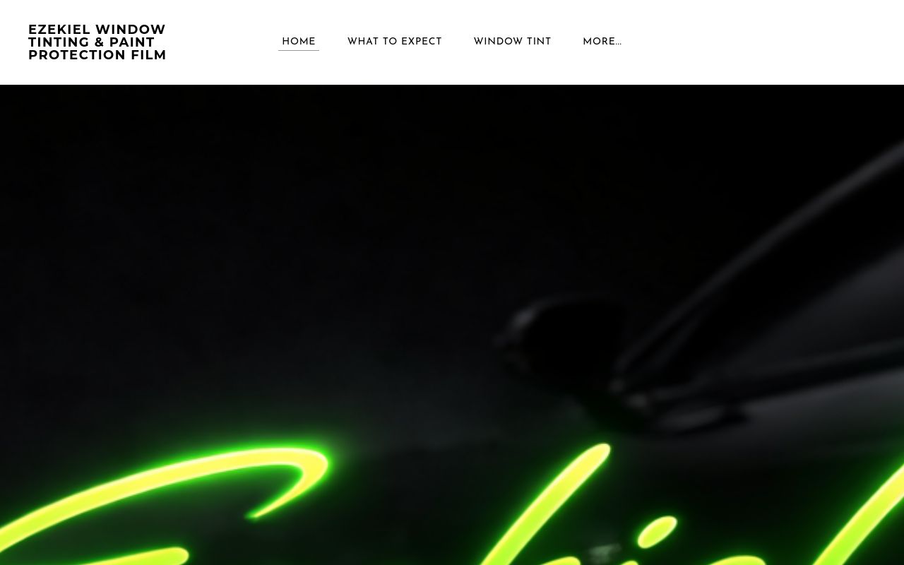 Homepage of Ezekiel Window Tinting & Paint Protection Film's website