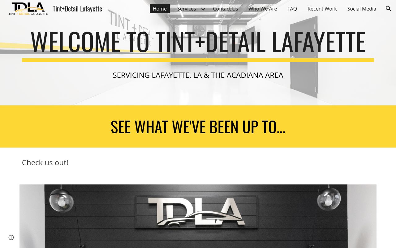 Homepage of Tint + Detail Lafayette's website