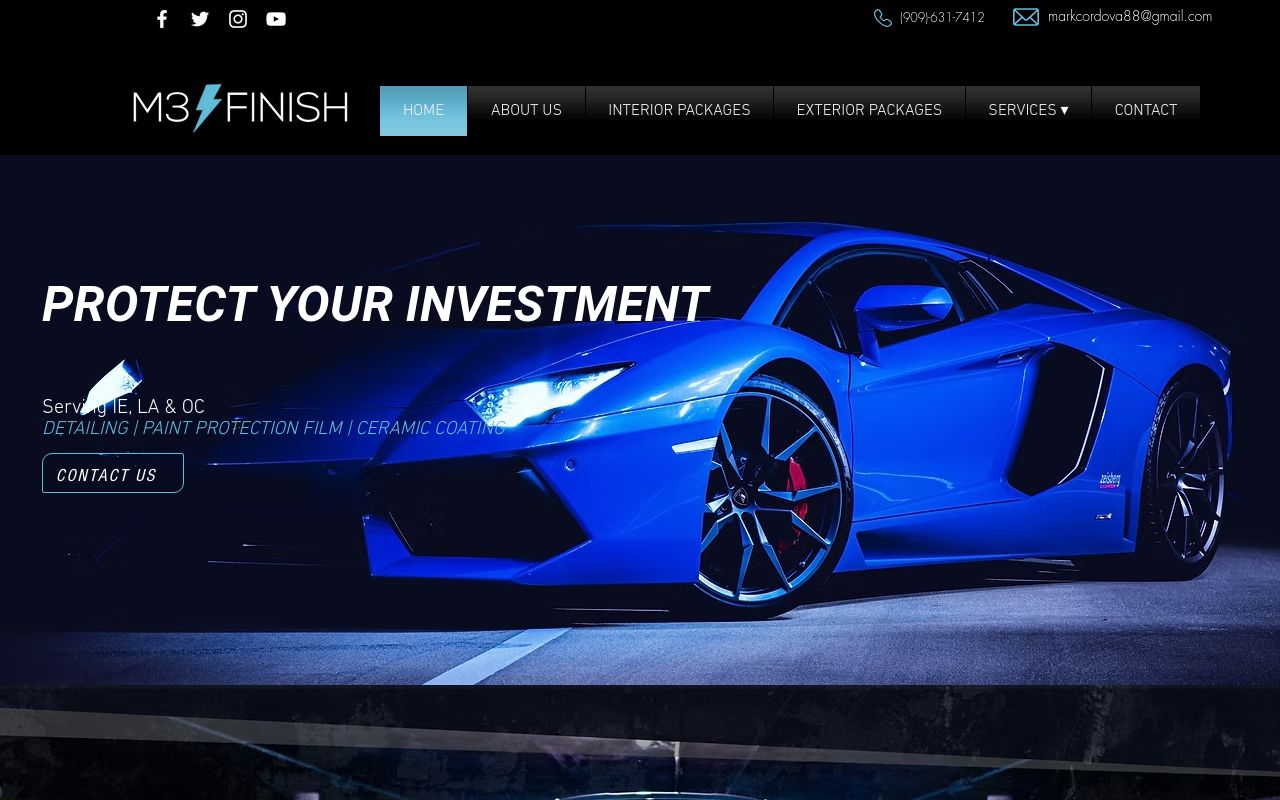 Homepage of M3 Finish Mobile Detailing and Ceramic Coatings's website