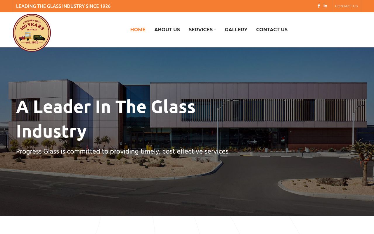 Homepage of Progress Glass Co Inc's website